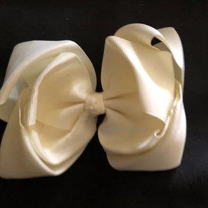 Ivory 6" Double Stacked Boutique Bows  (2)  5B1810  Handmade NWT Boutique